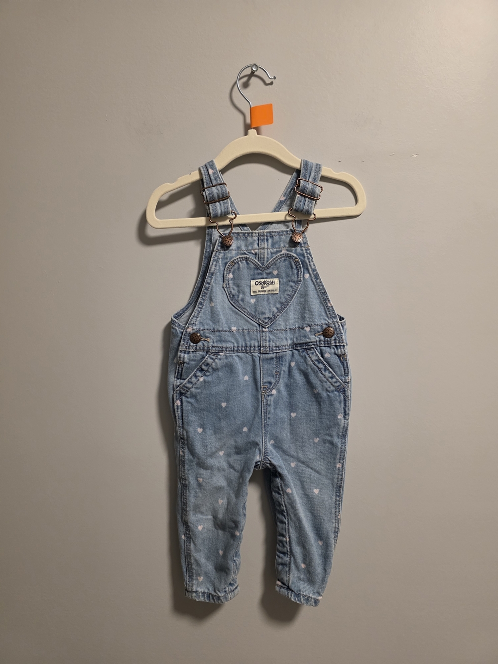 OshKosh B'gosh Light Blue Denim Overalls with Heart Pocket - Kids